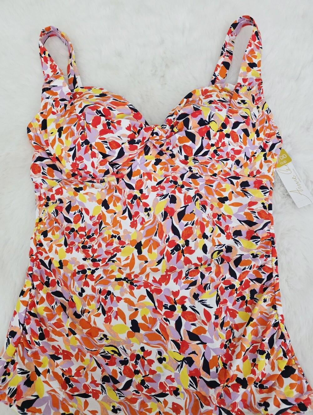 ANNE COLE🏖Twist Front Underwire Tankini Swim Top SIZE 36DD/38D - Picture 6 of 7